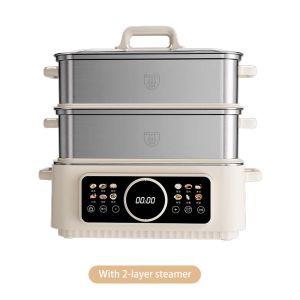 18L/24L Stainless Steel Electric Cooker Multifunctional Electric Steamer Pot with 2/3 layers of Steamers1500W High Power0 Plastic & 0 CoatingStew/Steam/Hot Pot Heating Pot