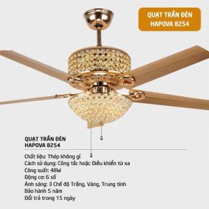 Quạt trần đèn quạt trần phòng khách Cánh thép HAPOVA 8961