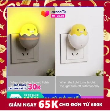 ĐÈN NGỦ QUẢ TRỨNG TỰ ĐỘNG SÁNG VÀO ĐÊM nhiều màu kết hợp đem lại ánh sáng lung linh cho căn phòng