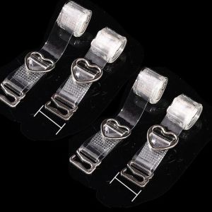 2Pairs Invisible Shoulder Straps Adjustable Elastic Button Chest Straps Non-marking Non-slip Transparent Hook Belt