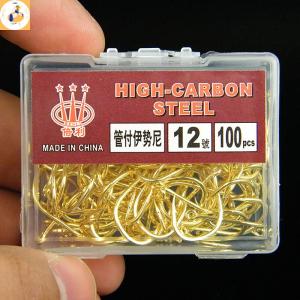 EOY 100pcs Box Color With Ring Tube Pay Iseini Hooks Barbed High Carbon Steel Sea Fishing Hooks