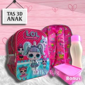 Dafky Bag - Promo tas ransel anak karakter kartun 3D motif LOL Surprise Little Pony murah cocok untuk anak tk sd sekolah atau pergi travel