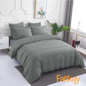 Bed Cover Set Sprei Polos Dark Grey - Ukuran Lengkap 90x200 - 200x200 - Fankay Bedcover