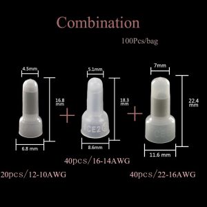 OURTOUR 100pcs Electrical Supplies Home Improvement Durable No Screw Clamp Terminals Closed End Crimp Pressure Line Cap Wire Connector