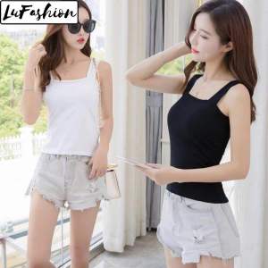 LuFashion Singlet Women Korean Style Summer Slim Square Neck Camisole Casual Tops