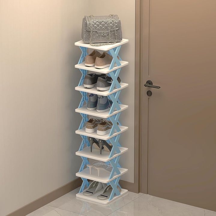 Tier Tall Narrow Vertical Shoe Rack, Plastic Shoe Rack for