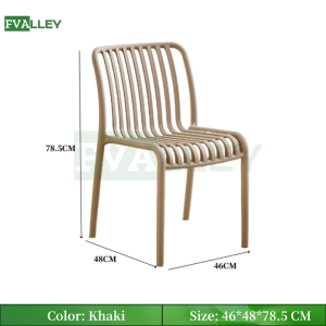 FVALLEY Stackable Plastic Outdoor Chair with Curved Backrest and Waterproof Comfort Chair