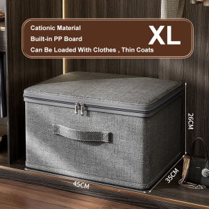 Large Capacity Cationic Foldable Storage Box With Zipper & Cover Machine Washable Clothes Organizer