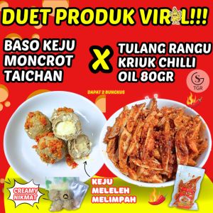 DUET PRODUK VIRAL 1 PACK BASO KEJU MONCROT TAICHAN X TULANG RANGU 80GR PEDAS CHILLI OIL