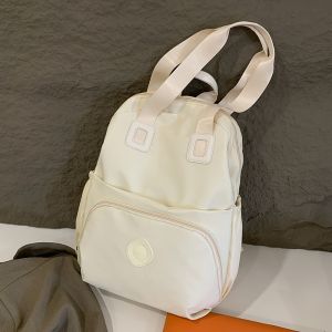 CRNGW Solid Color Sport Nylon Backpack Korean Style Large Capacity Travel Shoulder Bag Fashionable Nylon Fitness Bag Women