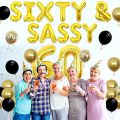 Cheereveal Black Gold Happy 60th Birthday Decoration Women Sixty and Sassy Birthday Decorations Balloon Banner Cake Topper Funny 60th Birthday Decorations Number 60 Foil Balloons. 