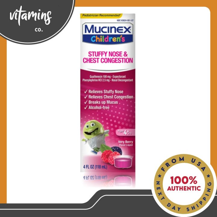 Mucinex Children's Stuffy Nose & Chest Congestion (4 fl oz) ALCOHOL