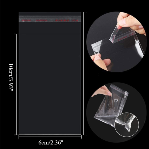 100pcs OPP Plastic with Adhesive Resealable Clear Plastic Bags Self Sealing Bags for Bakery Cards