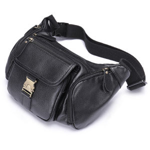 EDERN Large Capacity Genuine Leather Waist Bag for Men Waterproof Cowhide Belt Bag Business Fanny Pack Outdoor Travel Waist Pouch Sling Bag
