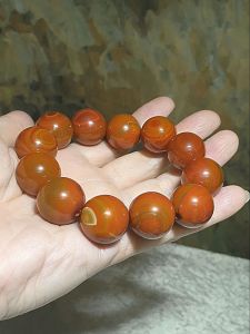 Premium 20mm The Warring States Sardonyx (Zhanguo Red Agate) reddish yellowish bracelet/handheld [Natural Crystal] 精品20毫米战国红手链/手持 #28