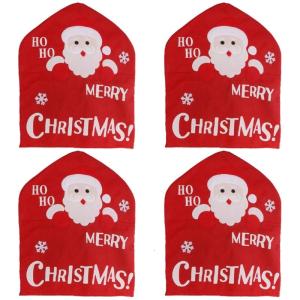 Santa Figure Fabric Chair Cover Smooth Universals Size for Dining Living Room Christmas Decoration