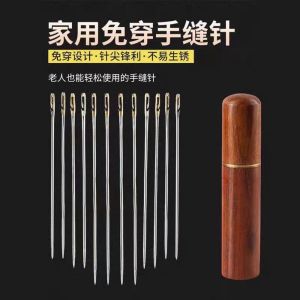 CHLOCH 12Pcs/Set Stainless Steel Side Hole Blind Sewing s Easy ss Threading Big Hole Design Self Threading Elderly s Hand Stitching Sewing Pin DIY Clothing Craft