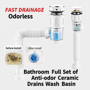 Bathroom full set of ceramic antiodor wash basin downpipe fittings