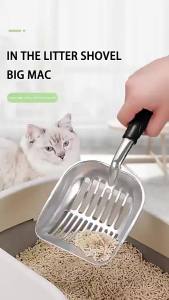 Cat Litter Tray Stainless Steel Material Pet Supplies Metal urine scooping tool Cat litter scoop Special cat litter scoop Stainless steel cat litter large litter box for Cats Dogs and Pet Owners