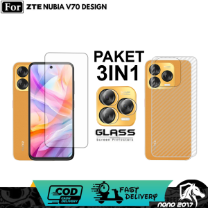 3IN1 TEMPERED GLASS BLUE ZTE NUBIA V70 V70 DISEGN BONUS LENSA CAMERA+GARSKIN CARBON