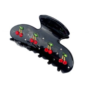 PTK52 ผู้หญิง ผู้หญิง ผู้หญิง เงางาม สีดำ ปิ่นปักผม เพชร สีขาวที่มีสีสัน สีกาแฟ เครื่องประดับผม สไตล์เกาหลี กรงเล็บผม กิ๊บติดผมเชอร์รี่