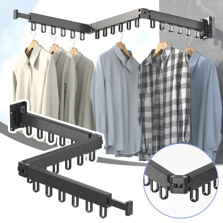 Save Space Retractable Clothes Towel Drying Rack Balcony Indoor Folding ...