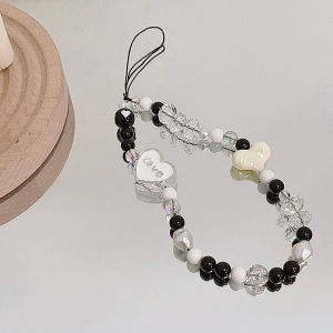 🔥จัดส่งตลอด 24 ชั่วโมง🔥INS Y2k Style Purple Love pearl Butterfly ญี่ปุ่นใหม่น่ารักที่มีสีสันรอบลูกปัดโซ่โทรศัพท์สำหรับโทรศัพท์ผู้หญิงสาวอะคริลิป้องกันการสูญหายแขวนสร้อยข้อมือ-ไม่มีกรณี พวงกุญ