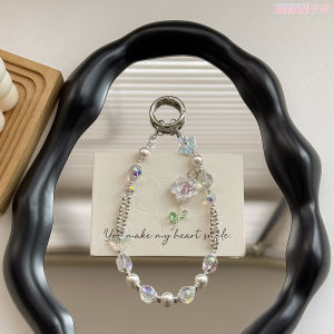Light luxury zircon flower crystal phone chain pearl butterfly decoration chain bag hanging decoration keychain hanging rope