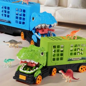 Q-1151 STORE 6/12 Dinosaur Model Dinosaur Car Carrier Imaginative Design Ejection Function Dinosaur Truck Toys Girls Boys Action Figure Dinosaur Transport Kids Play