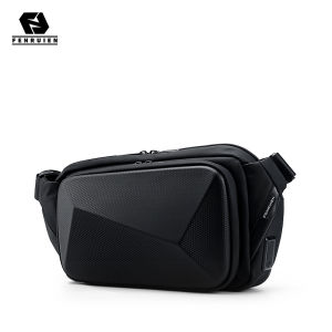Fenruien Mens Messenger Shoulder Bag Convenient Casual Business Chest Bag Waterproof Crossboay Bag With USB Charing port