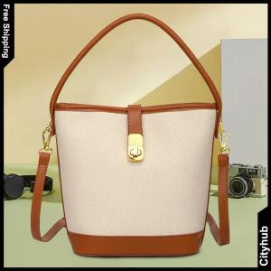 Messenger Bag with Adjustable Shoulder Strap Splicing Bucket Bag Top-Handle Shoulder Handbag for Women Shopping Travel