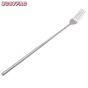 JCSYFAC Bạc không gỉ Kính thiên văn mở rộng Ngã Ba bữa ăn tối trái cây tráng miệng dài dao kéo dĩa BBQ Thịt ngã ba nhà bếp đồ ăn Bộ đồ ăn