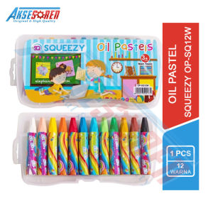 Oil Pastels Crayon Squeezy [OP-SQ12W/12 Warna] / Alat Tulis Gambar / Pensil Krayon 12 Warna / Kerayon Pastel Minyak 12 Warna / Krayon Mewarnai / Perlengkapan Menggambar