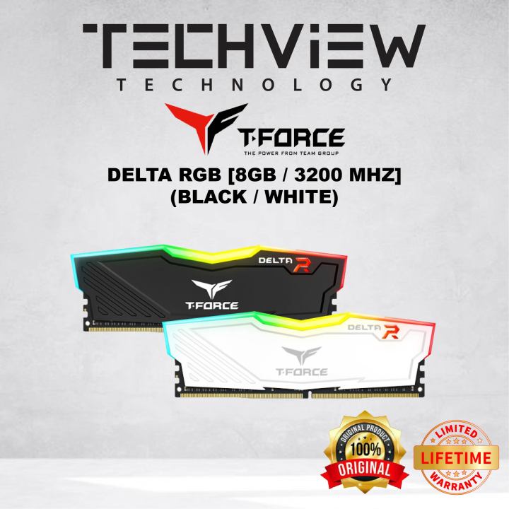 T-FORCE DELTA RGB [8GB / 3200 MHz] (BLACK / WHITE) | Lazada