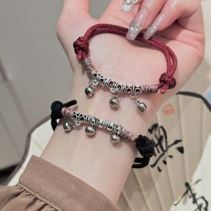 TIMIA Lucky Bracelet Bell Pendant Bracelet Jewelry Accessories Red Braided Rope Women Hand Ring Gifts Silver Bell Chinese Woven Rope Lovers