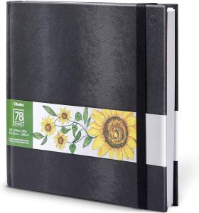 Ohuhu Marker Pads Art Sketchbook Portable Square Size 120 LB/200 GSM Drawing Papers 78 Sheets/156 Pages Hardcover Sketch Book Painting Drawing Graffiti