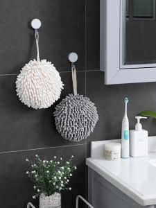 Hand Towel Kitchen Bathroom 【 GREY Color 】 日式雪尼尔擦手球柔软速干吸水挂式厨房卫生间擦手巾