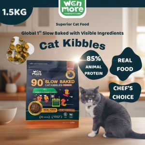 Wan More 90°C Slow Baked Grain Free Cat Kibbles • Real Food Visible Ingredients 1.5KG