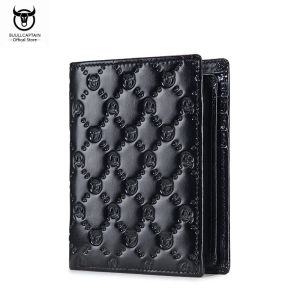 BULLCAPTAIN High-End Leather Wallet Mens Business Multi-Card Slot RFID Anti-Radio Frequency Calf Head Embossed Wallet