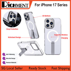 【🔥SG SELLER🔥】RICHMENTGADGET With stand holder High Transparent Back Acrylic + SOFT TPU Frame Crystal Clear Phone case For iPhone 17 pro max iPhone17 pro 17 pro 17air 17 air Support wireless charging