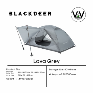 BLACKDEER Archeos UL 2P 3 Season Hiker Tent 1.69kg | Dual Awning| Aluminium Poles | PU3000mm Silicone Fabric