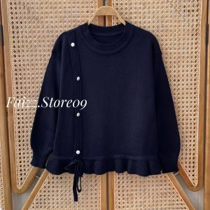 Amanda Blous Atasan Rajut Korean Style Lengan Panjang Motif Polos Wanita