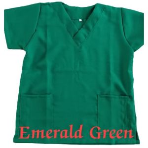 Colored Scrubsuit Top Wash and Wear Katrina Fabric V-neck short sleeve workwear in red green beige brown and purple.
