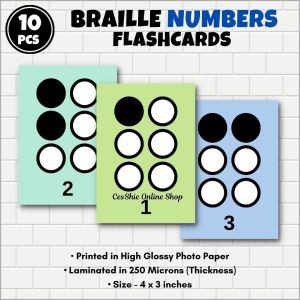 (NOT EMBOSSED) BRAILLE NUMBERS FLASHCARDS | LAMINATED  BRAILLE NUMBERS BRAILLE SYMBOLS BRAILLE ALPHABET FLASHCARDS