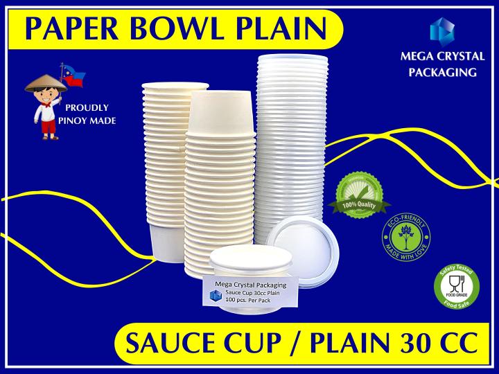 [ 100 Pcs. ] Paper Bowl Plain 30 CC with / without Lid | Sauce Paper ...