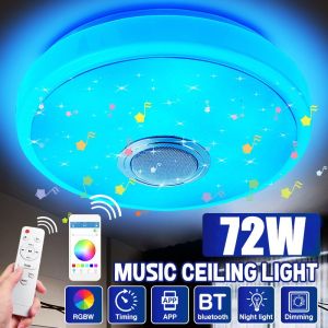 HOL 200W RGBW Starlight Ceiling Light Bluetooth Music Speaker Dimmable 108LED (36 white +36 warm white +36 colorful) 2835SMD Lamp APP Control with Remote Control AC220V