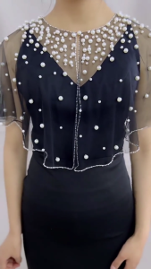 Wedding Shawl Sheer Jeweled Shawl Multifunctional Fashion Glinting Pearls for Dressing Up Bride Outfits