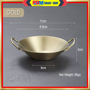 PDM 304 Stainless Steel Korean Mini Dipping Seasoning Bowl Sauce Dish with Double Ear Spice Condiments Plate
