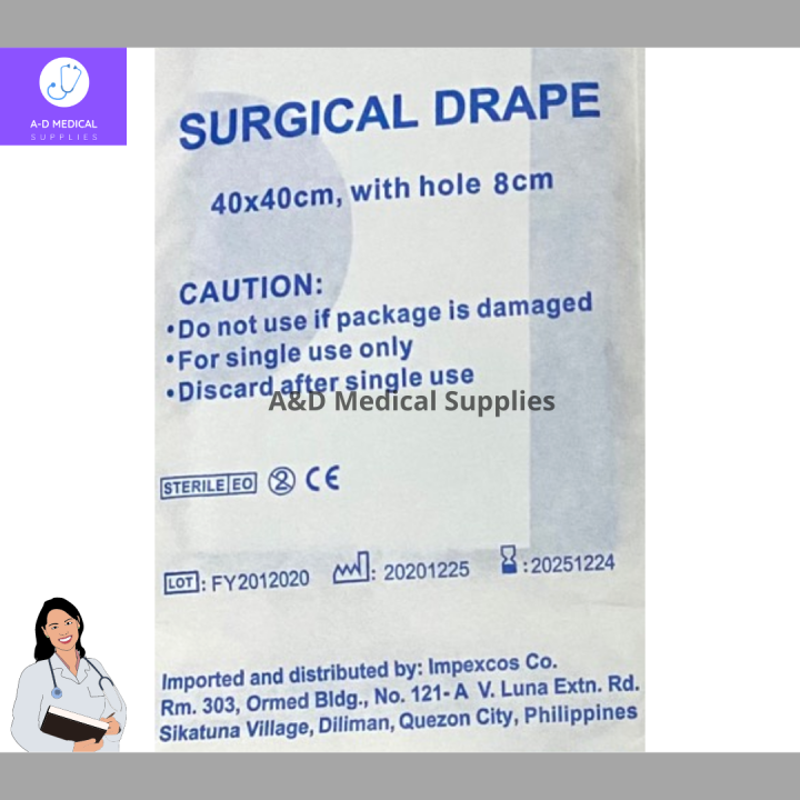 Sterile Surgical Drape 10pcs(40x40cm with hole 8cm 10cm) Lazada PH