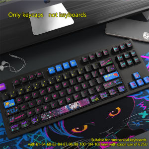 Jinx Style Pudding Four Sided Transparent Color Sublimation Keycap For 61/68/75/87/98/104 Key Mechanical Keyboard Accessories